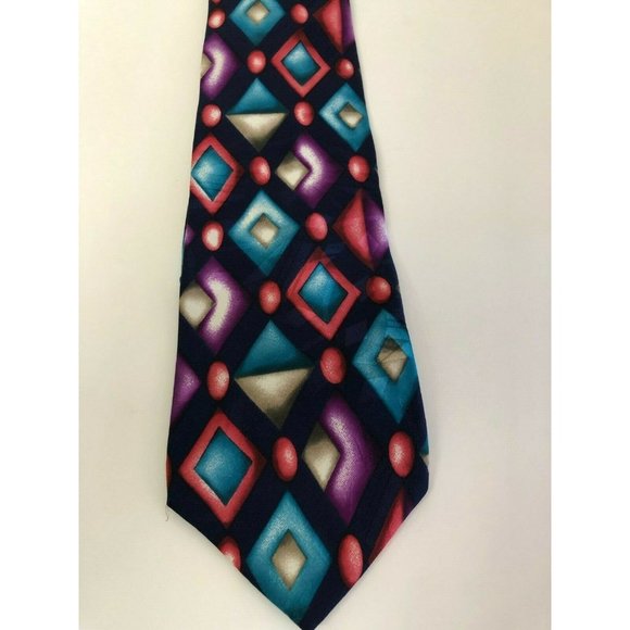 Halston Other - Halston III Tie Mens Necktie Bow Blue Red Burgundy Geometrical